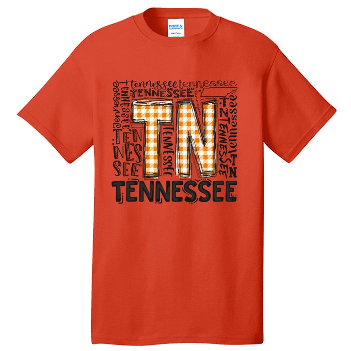 Tennessee State Flag Orange Plaid TN Tall T-Shirt