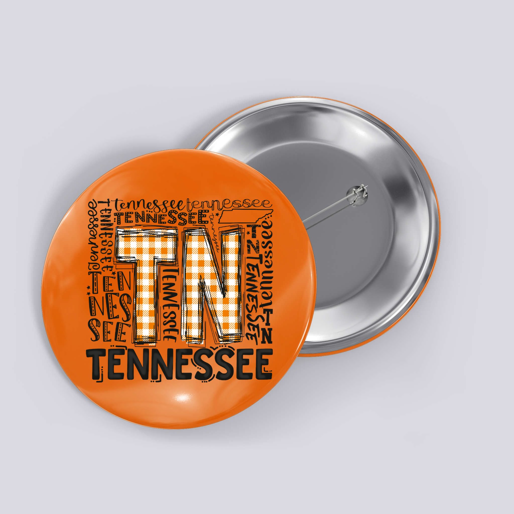 Tennessee State Flag Orange Plaid TN Button