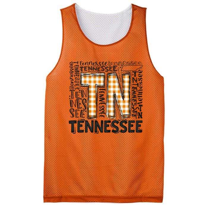 Tennessee State Flag Orange Plaid TN Mesh Reversible Basketball Jersey Tank