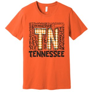 Tennessee State Flag Orange Plaid TN Premium T-Shirt