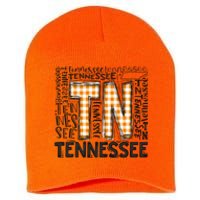 Tennessee State Flag Orange Plaid TN Short Acrylic Beanie