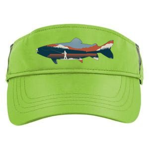 Trout Silhouette Fly Fishing Mountain Sunset Adult Drive Performance Visor