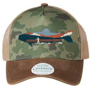 Trout Silhouette Fly Fishing Mountain Sunset Legacy Tie Dye Trucker Hat