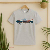 Trout Silhouette Fly Fishing Mountain Sunset T-Shirt