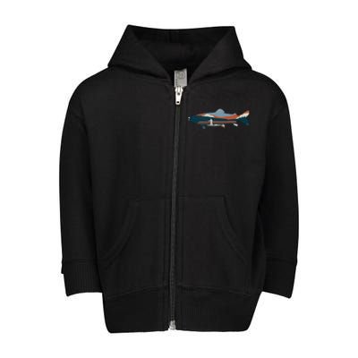 Trout Silhouette Fly Fishing Mountain Sunset Toddler Zip Fleece Hoodie