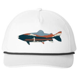 Trout Silhouette Fly Fishing Mountain Sunset Snapback Five-Panel Rope Hat