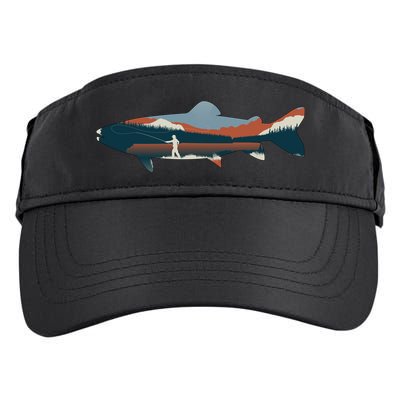Trout Silhouette Fly Fishing Mountain Sunset Adult Drive Performance Visor