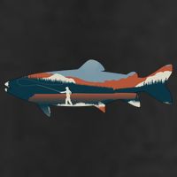 Trout Silhouette Fly Fishing Mountain Sunset Trucker Hat