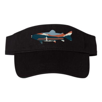 Trout Silhouette Fly Fishing Mountain Sunset Visor
