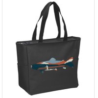 Trout Silhouette Fly Fishing Mountain Sunset Zip Tote Bag