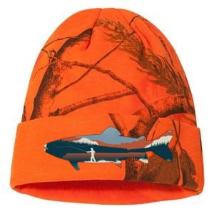 Trout Silhouette Fly Fishing Mountain Sunset Kati Licensed 12" Camo Beanie