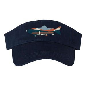 Trout Silhouette Fly Fishing Mountain Sunset Valucap Bio-Washed Visor