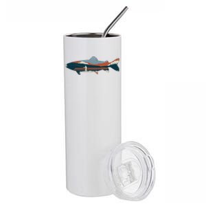 Trout Silhouette Fly Fishing Mountain Sunset Stainless Steel Tumbler