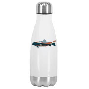 Trout Silhouette Fly Fishing Mountain Sunset Stainless Steel Insulated Water Bottle