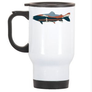 Trout Silhouette Fly Fishing Mountain Sunset Stainless Steel Travel Mug