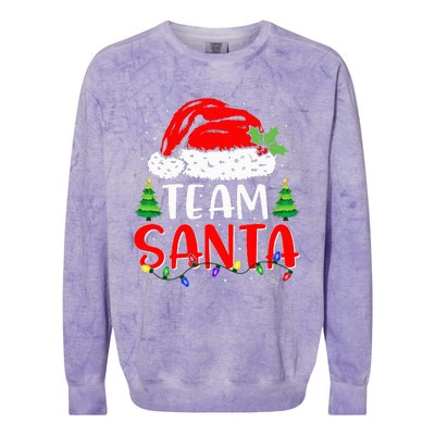 Team Santa Funny Christmas Lights Family Pajamas Matching Colorblast Crewneck Sweatshirt