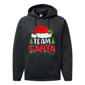 Team Santa Funny Christmas Lights Family Pajamas Matching Performance Fleece Hoodie