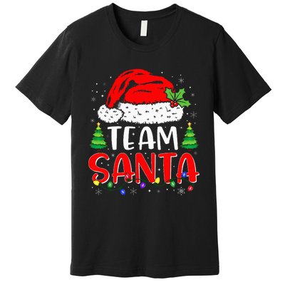 Team Santa Funny Christmas Lights Family Pajamas Matching Premium T-Shirt