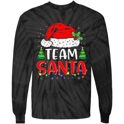 Team Santa Funny Christmas Lights Family Pajamas Matching Tie-Dye Long Sleeve Shirt