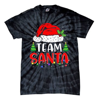 Team Santa Funny Christmas Lights Family Pajamas Matching Tie-Dye T-Shirt