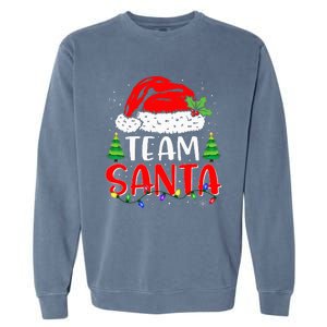 Team Santa Funny Christmas Lights Family Pajamas Matching Garment-Dyed Sweatshirt