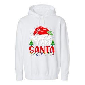 Team Santa Funny Christmas Lights Family Pajamas Matching Garment-Dyed Fleece Hoodie