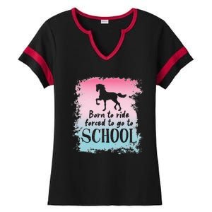 To School For Horseback Riding Horse funny Ladies Halftime Notch Neck Tee