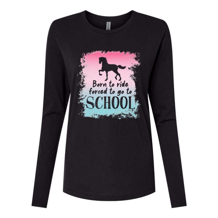 To School For Horseback Riding Horse funny Womens Cotton Relaxed Long Sleeve T-Shirt