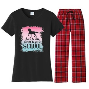 To School For Horseback Riding Horse funny Women's Flannel Pajama Set