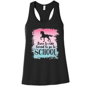 To School For Horseback Riding Horse funny Women's Racerback Tank