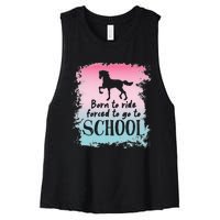 To School For Horseback Riding Horse funny Women's Racerback Cropped Tank