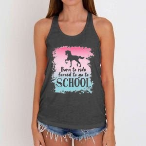 To School For Horseback Riding Horse funny Women's Knotted Racerback Tank