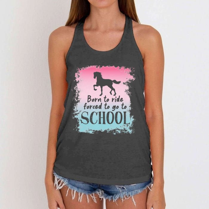 To School For Horseback Riding Horse funny Women's Knotted Racerback Tank