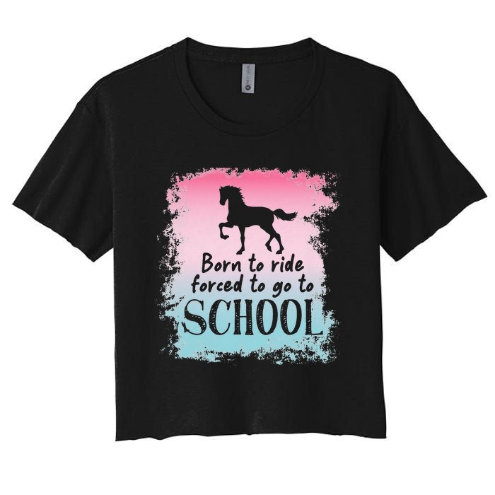 To School For Horseback Riding Horse funny Women's Crop Top Tee