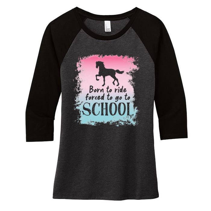 To School For Horseback Riding Horse funny Women's Tri-Blend 3/4-Sleeve Raglan Shirt