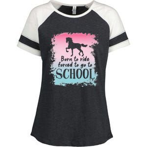 To School For Horseback Riding Horse funny Enza Ladies Jersey Colorblock Tee