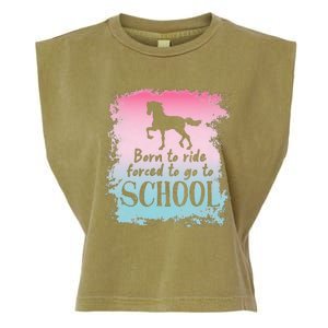 To School For Horseback Riding Horse funny Garment-Dyed Women's Muscle Tee