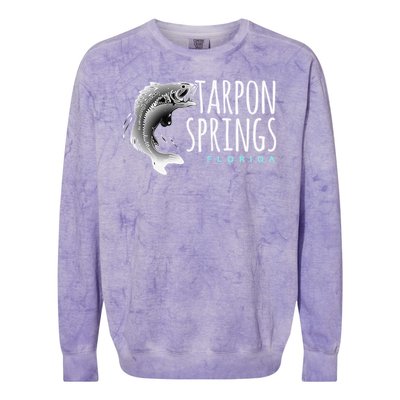 Tarpon Springs Fla. Florida Fishing Tarpon Colorblast Crewneck Sweatshirt