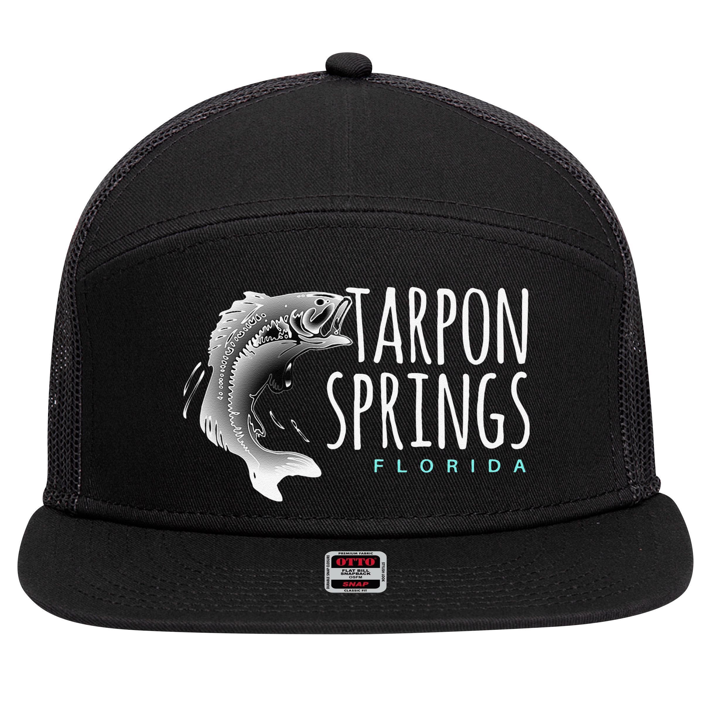 Tarpon Springs Fla. Florida Fishing Tarpon 7 Panel Mesh Trucker Snapback Hat