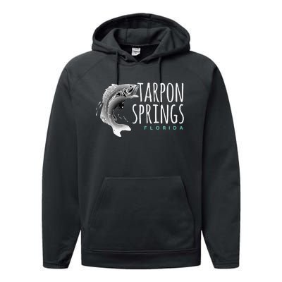 Tarpon Springs Fla. Florida Fishing Tarpon Performance Fleece Hoodie