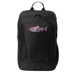 Trout Silhouette Fly Fishing Mountain Sunset River Stream City Backpack