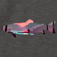 Trout Silhouette Fly Fishing Mountain Sunset River Stream Vector Backpack