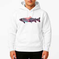 Trout Silhouette Fly Fishing Mountain Sunset River Stream Hoodie