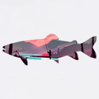 Trout Silhouette Fly Fishing Mountain Sunset River Stream Hoodie