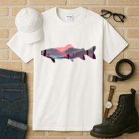 Trout Silhouette Fly Fishing Mountain Sunset River Stream Tall T-Shirt