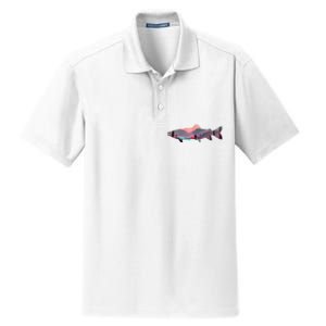 Trout Silhouette Fly Fishing Mountain Sunset River Stream Dry Zone Grid Polo