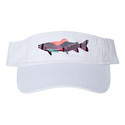 Trout Silhouette Fly Fishing Mountain Sunset River Stream Visor
