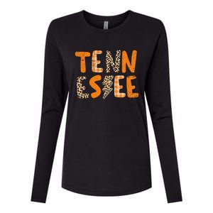 Tennessee State Flag Orange Plaid Leopard Tn Womens Cotton Relaxed Long Sleeve T-Shirt