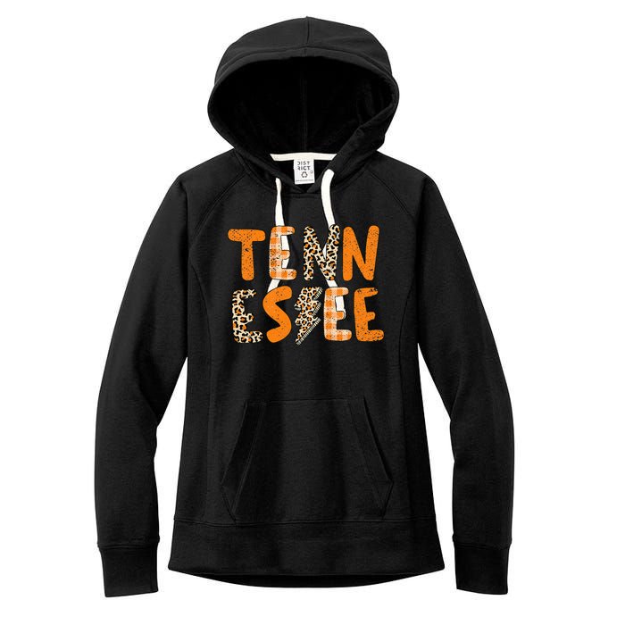 Tennessee State Flag Orange Plaid Leopard Tn Women's Fleece Hoodie