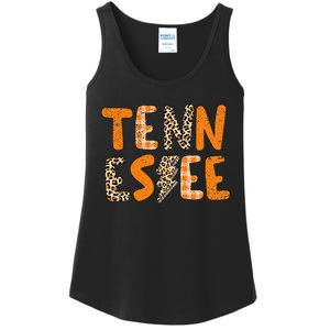 Tennessee State Flag Orange Plaid Leopard Tn Ladies Essential Tank